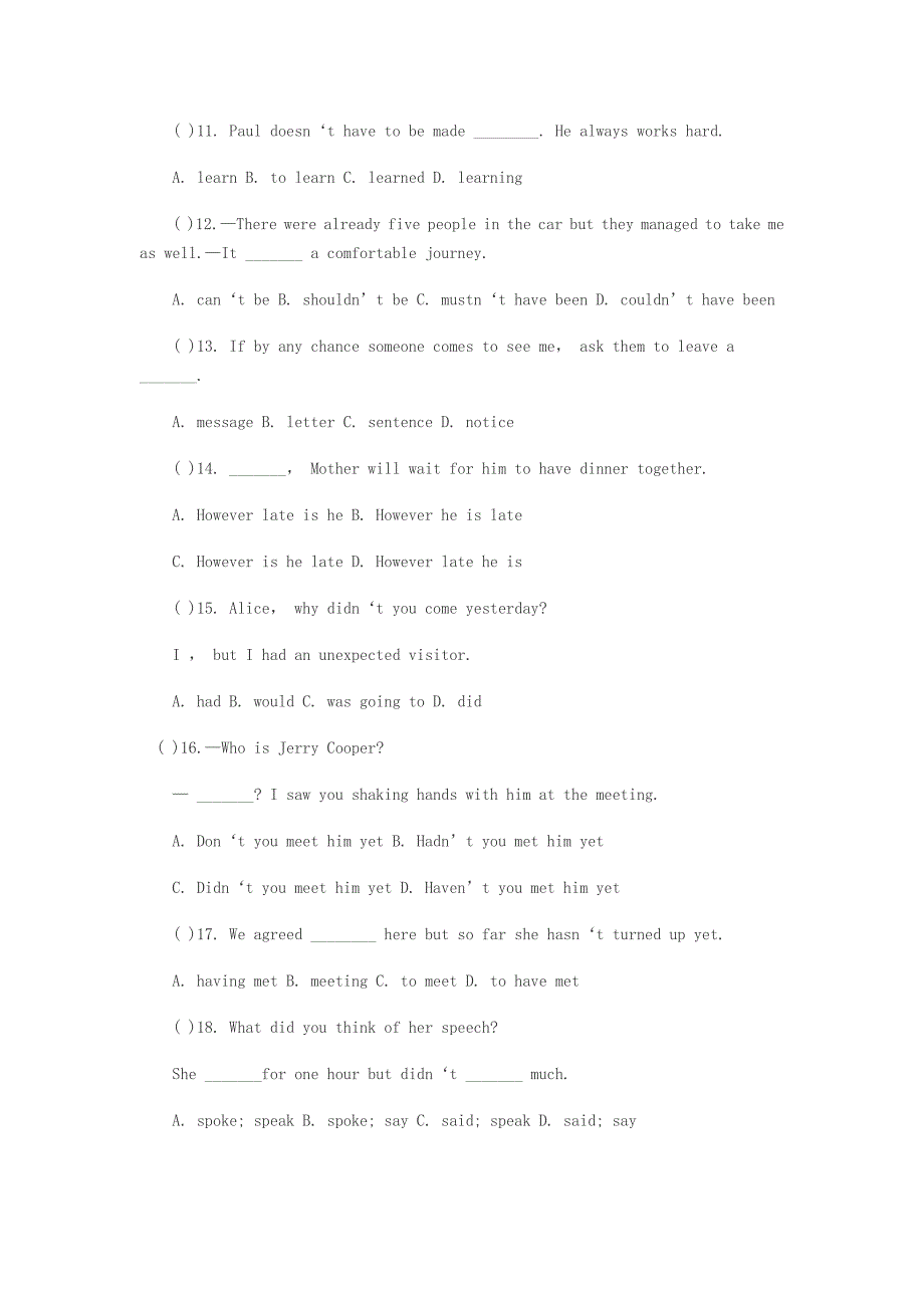 陕西省单招考试英语模拟试题-_第2页