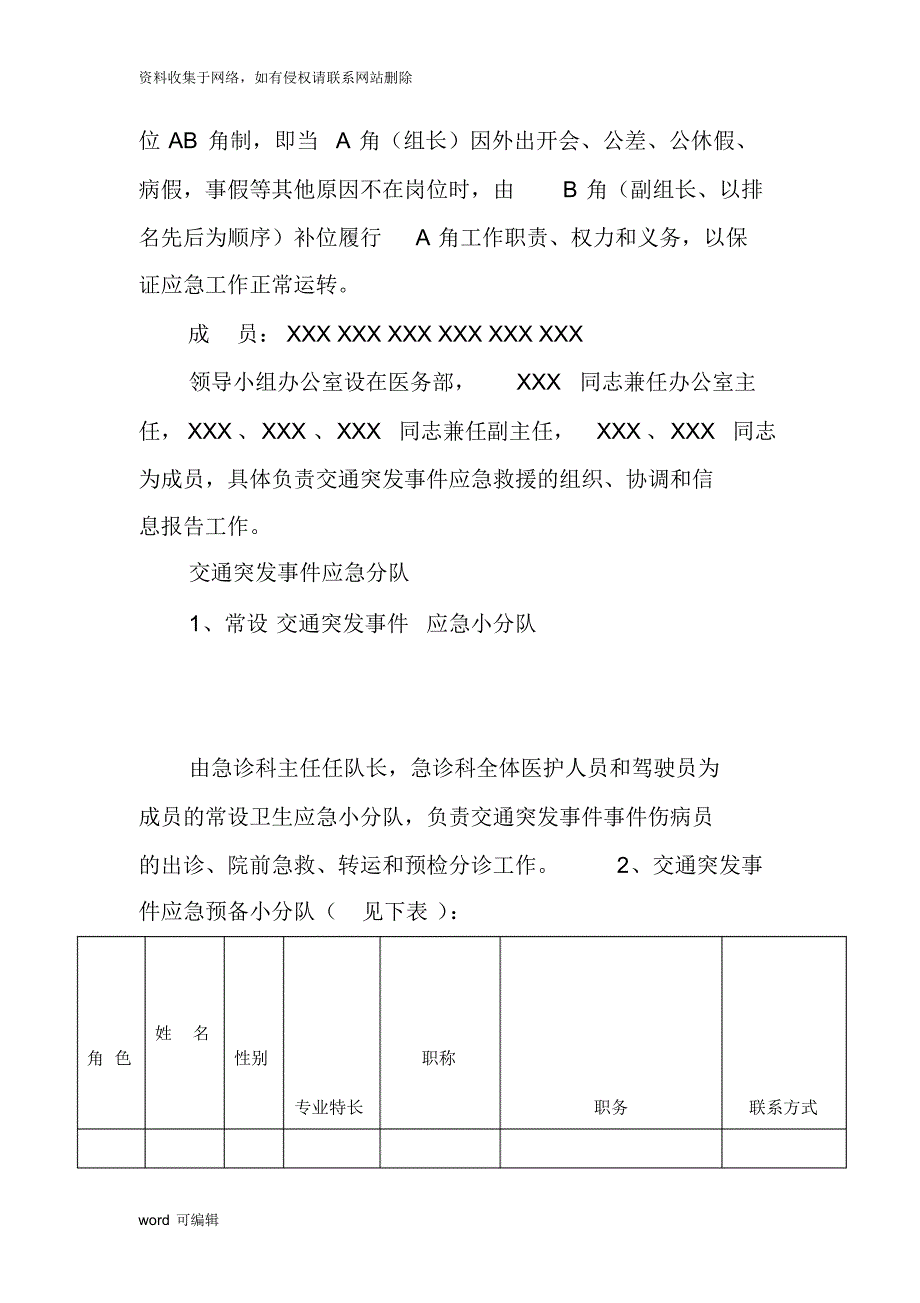 XXXX医院车祸应急预案doc资料_第2页