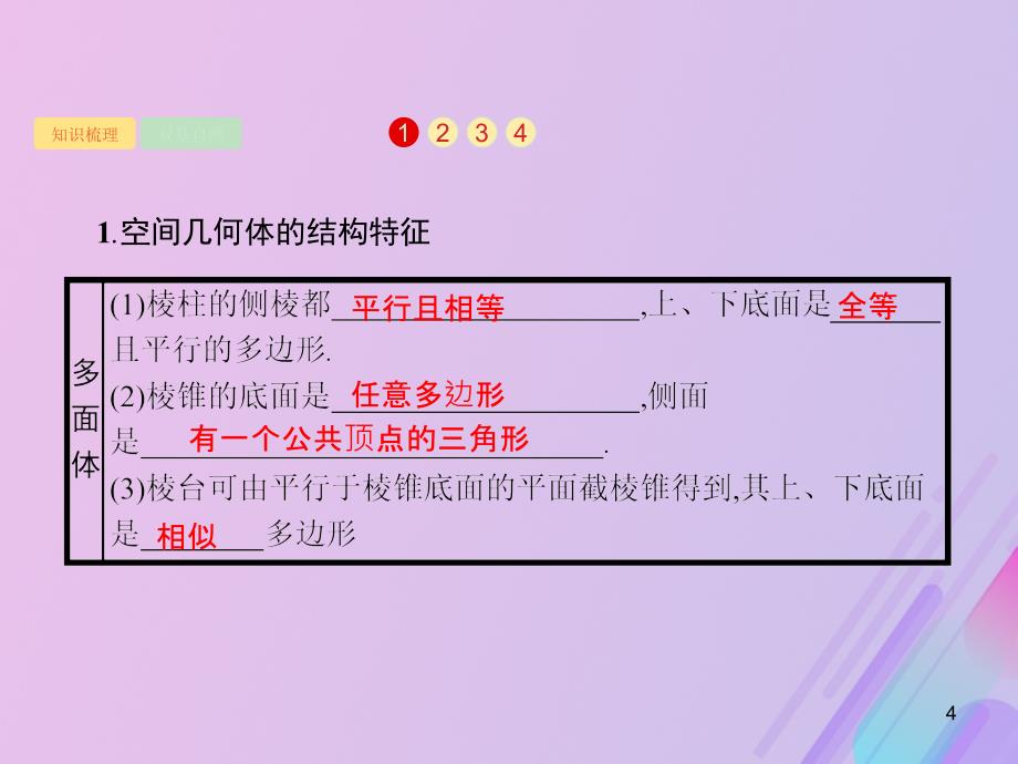 广西2020版高考数学复习第八章立体几何8.1空间几何体的结构及其三视图和直观图课件_第4页