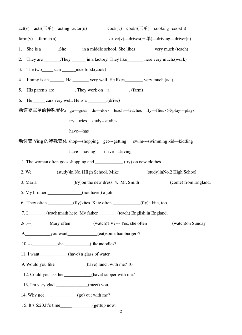 仁爱英语七年级上词汇专项练习（2020年整理）.pdf_第2页