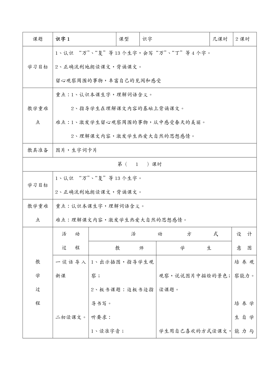 电子行业企业管理 小学年级语文下册全册电子教案表格式_第2页