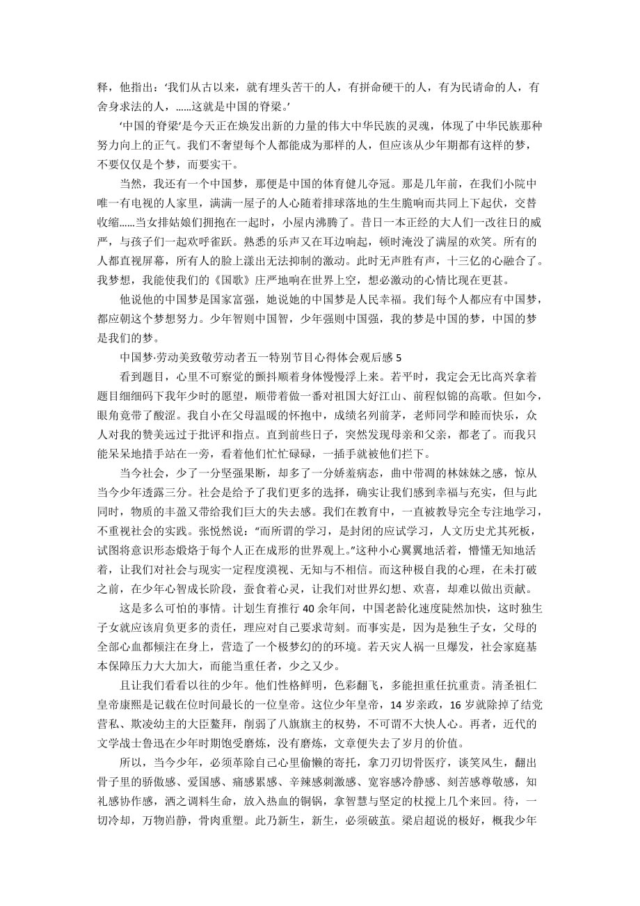 中国梦&amp#183;劳动美致敬劳动者五一特别节目心得体会观后感5篇精选_第3页