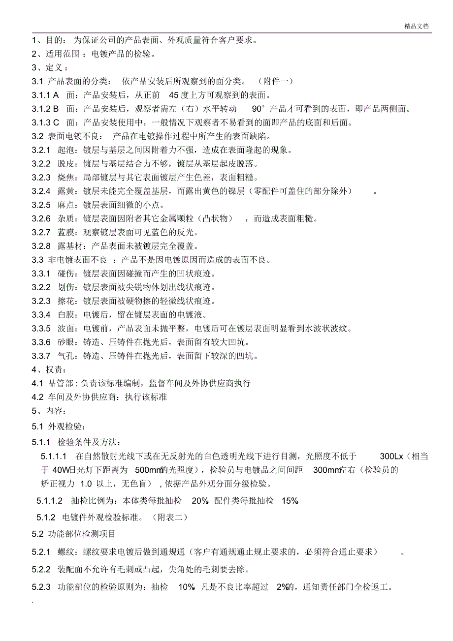 电镀产品检验作业指导书_第1页