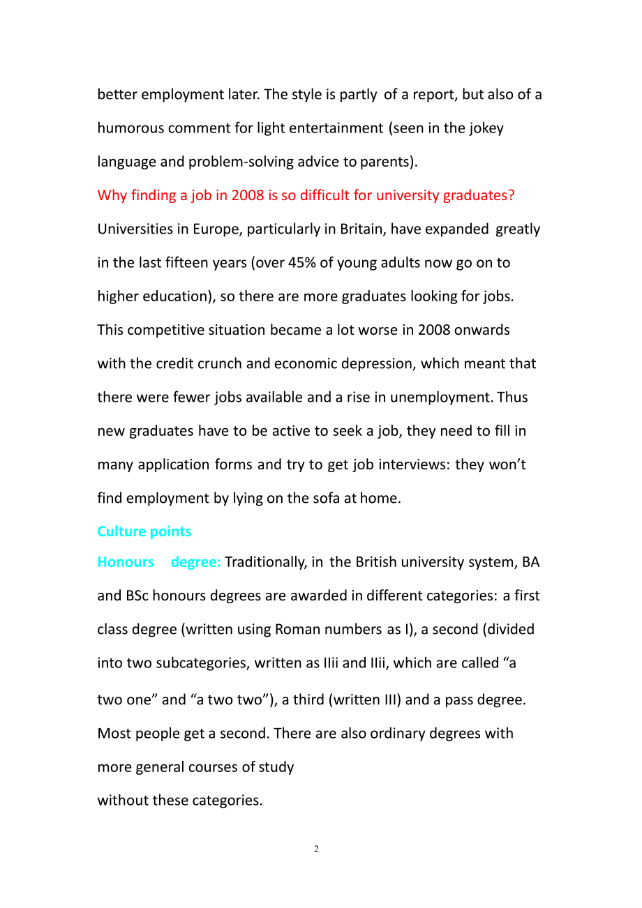 新标准大学英语4_答案及翻译(1-8)（2020年整理）.pptx_第2页