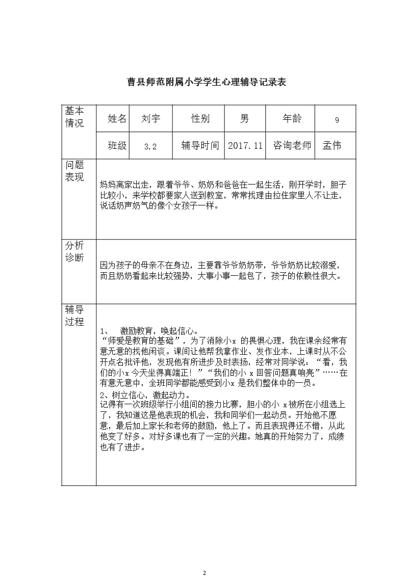 小学生心理辅导记录表15（2020年整理）.pptx_第2页