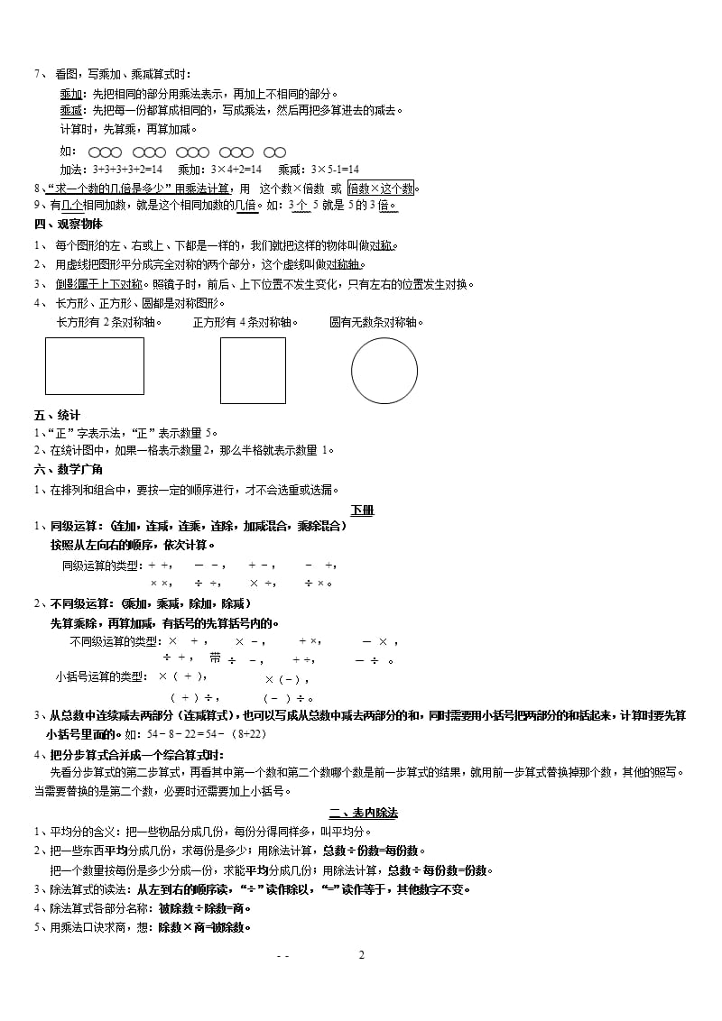 小学二年级数学知识点全册（2020年整理）.pptx_第2页