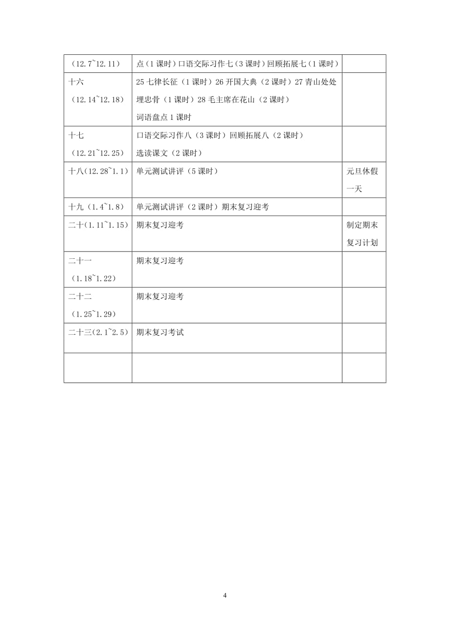 小学语文人教版五年级上册教学计划(最新编写)_第4页