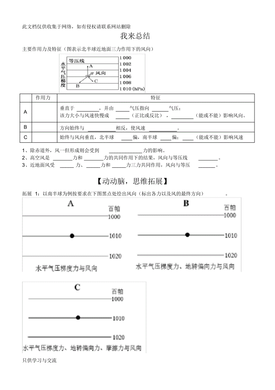 大气的水平运动导学案教学文案_第2页