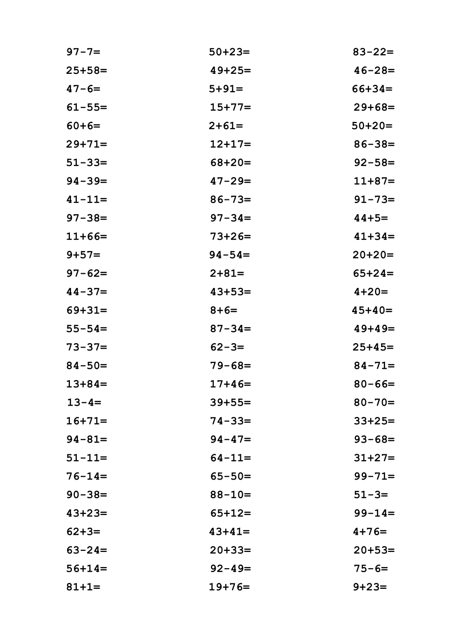 {精品}小学一年级100以内加减法_第3页