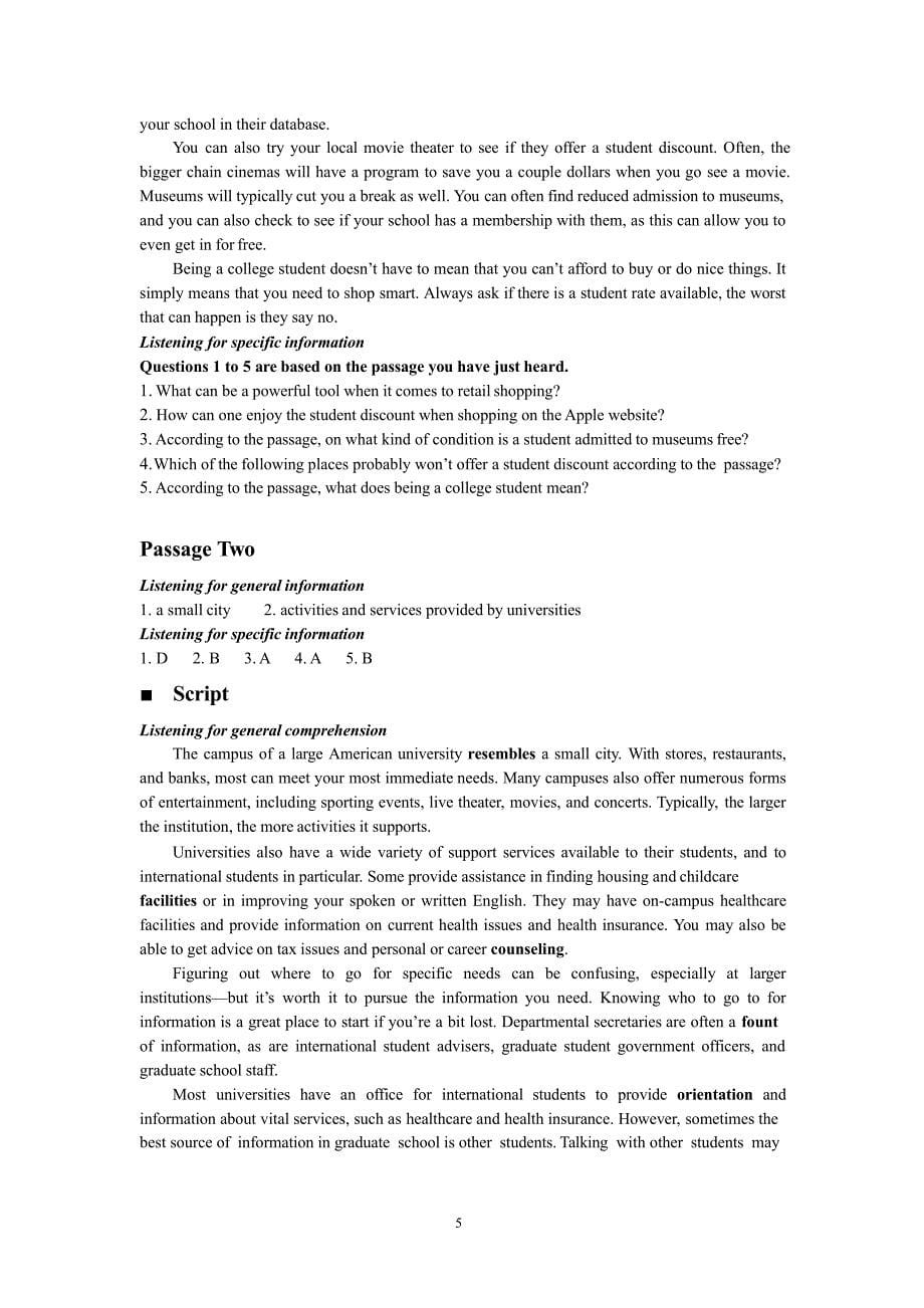 新发展大学英语听力教程 2(全新修订版)答案及听力原文（2020年整理）.pptx_第5页