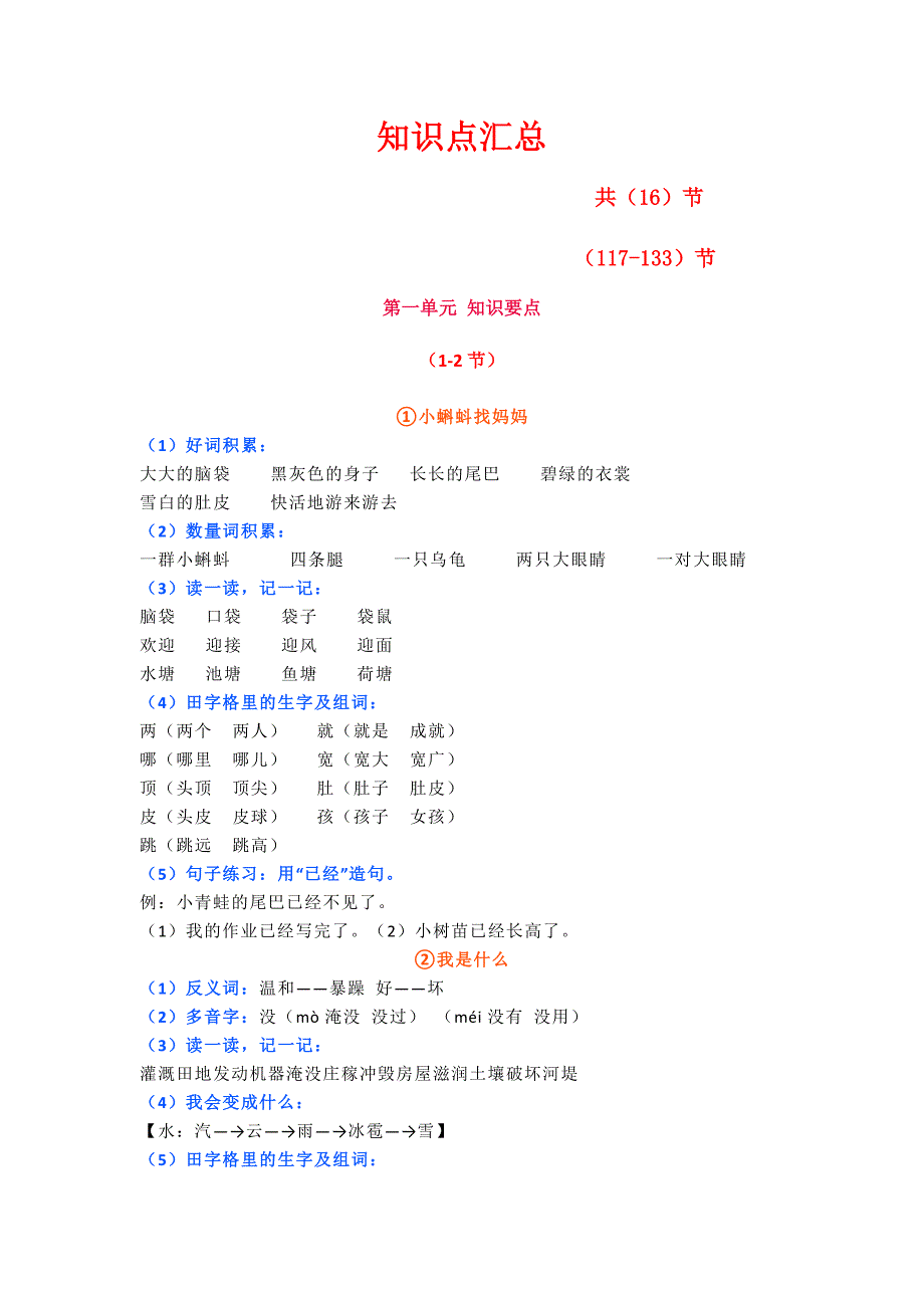 二年级上册语文全部知识点汇总_第1页