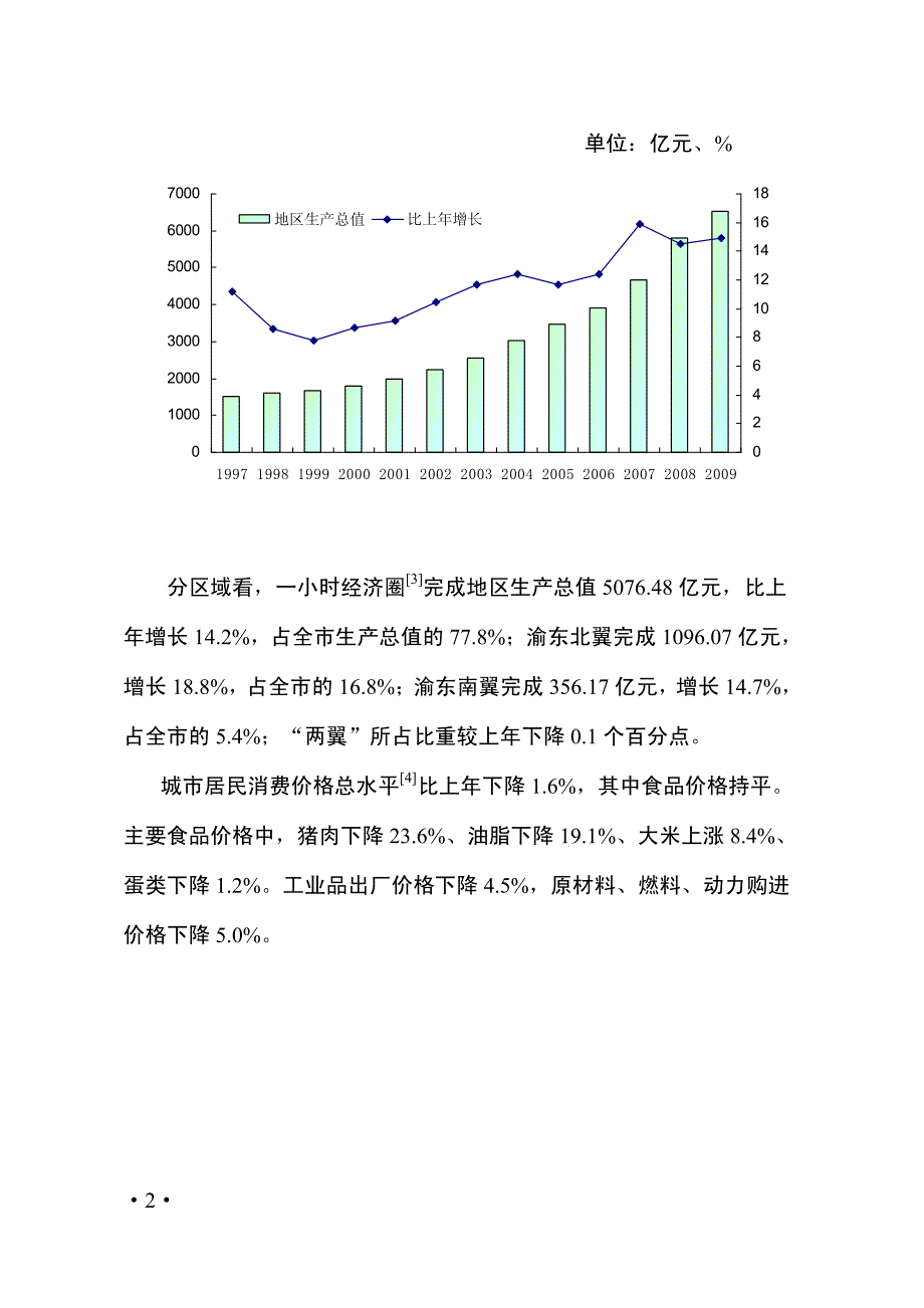 2009年重庆市国民经济和社会发展统计公报_第2页