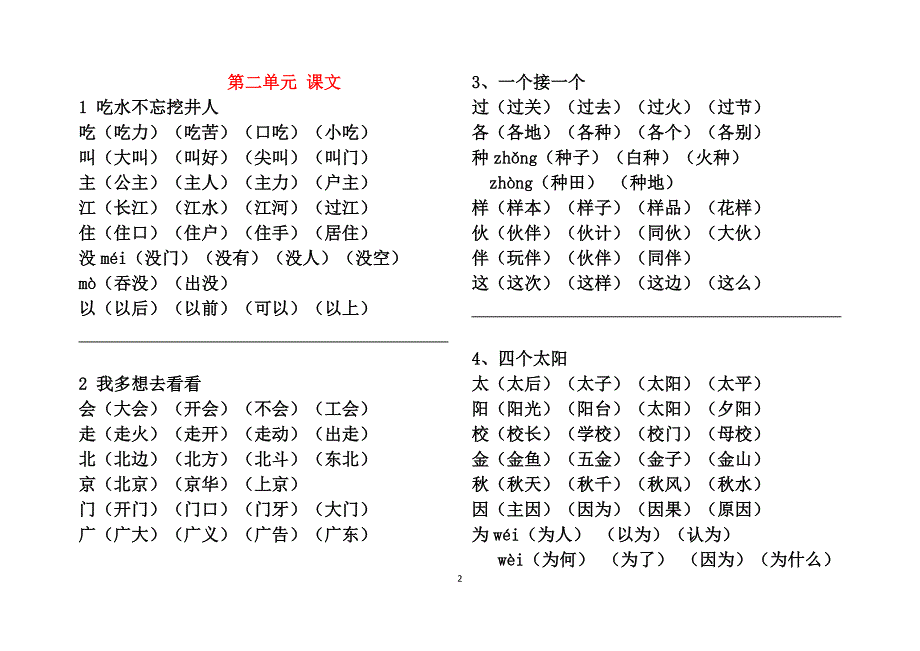 2017人教版小学一年级下册扩词_第2页