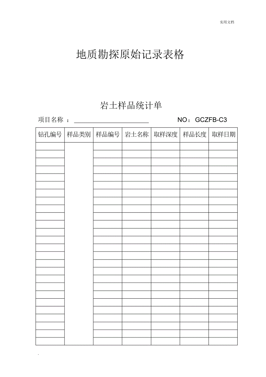 地质勘探原始记录表格_第1页