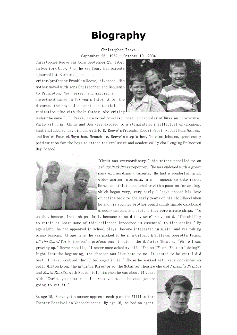 Biography-of-Christopher-Reeve(超人克里斯托弗&amp#183;里夫传记英文版)_第1页