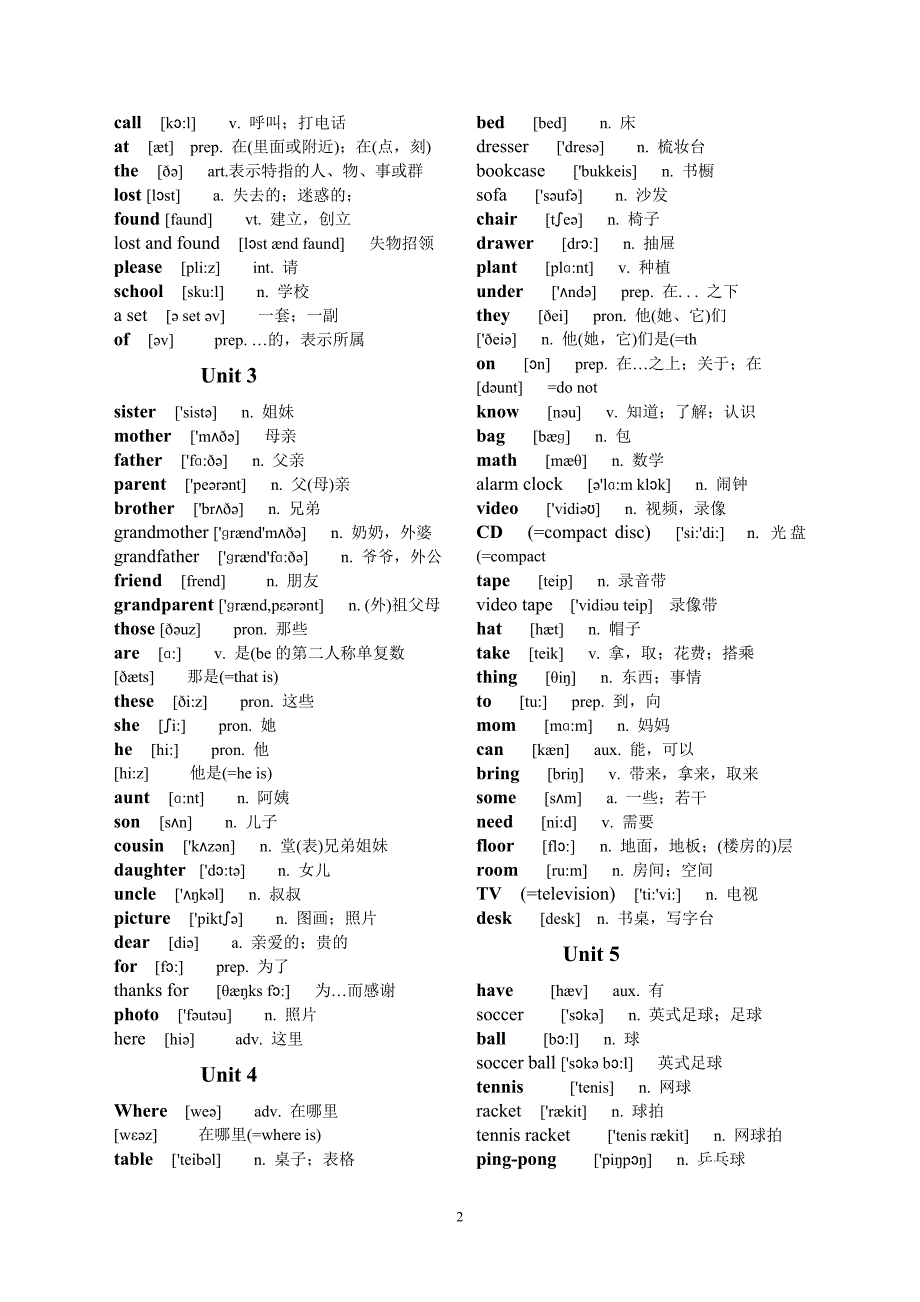 人教版七年级上册英语单词带音标整理版_第2页