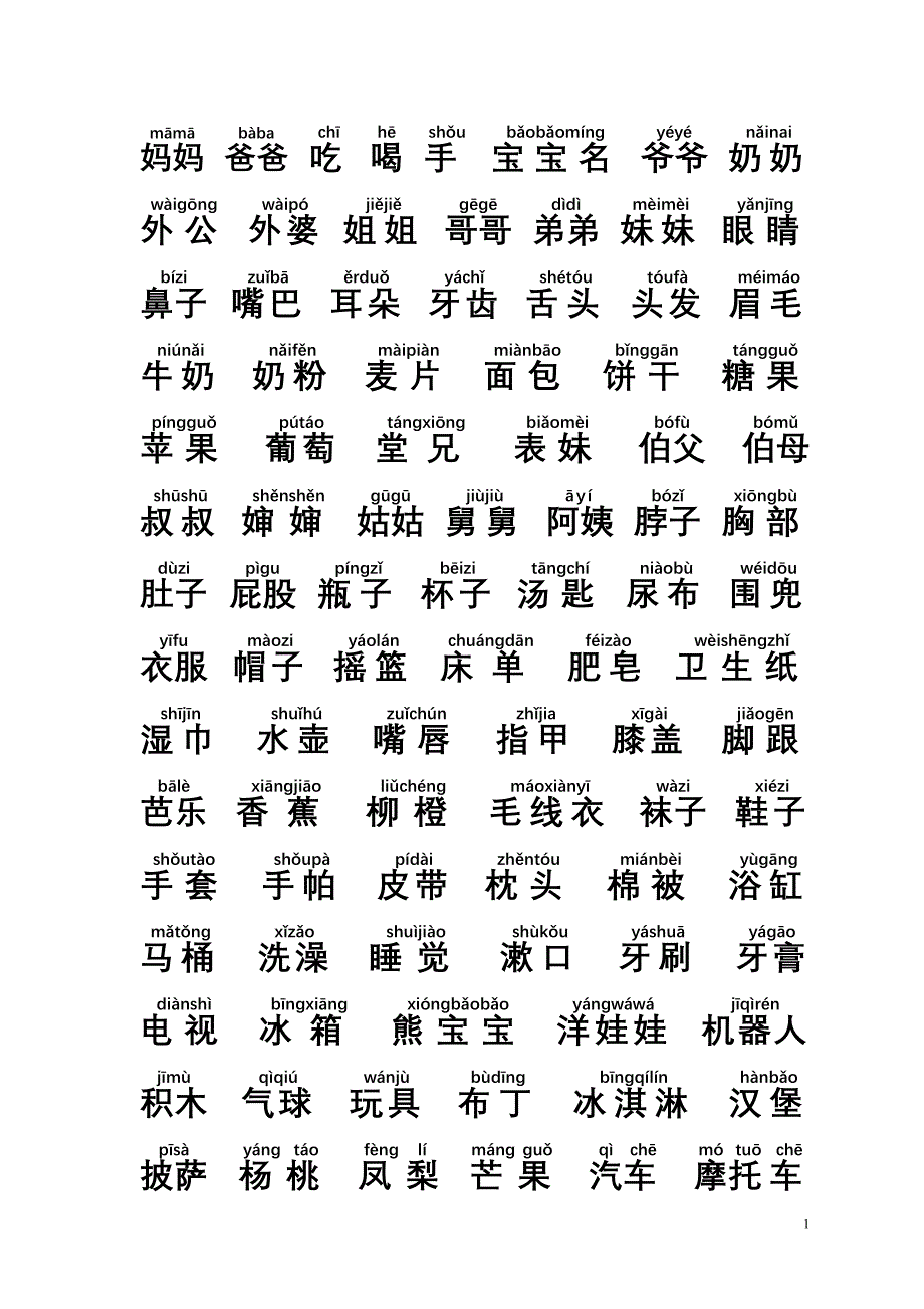 {实用文档}学前宝宝识字600(有拼音)._第1页