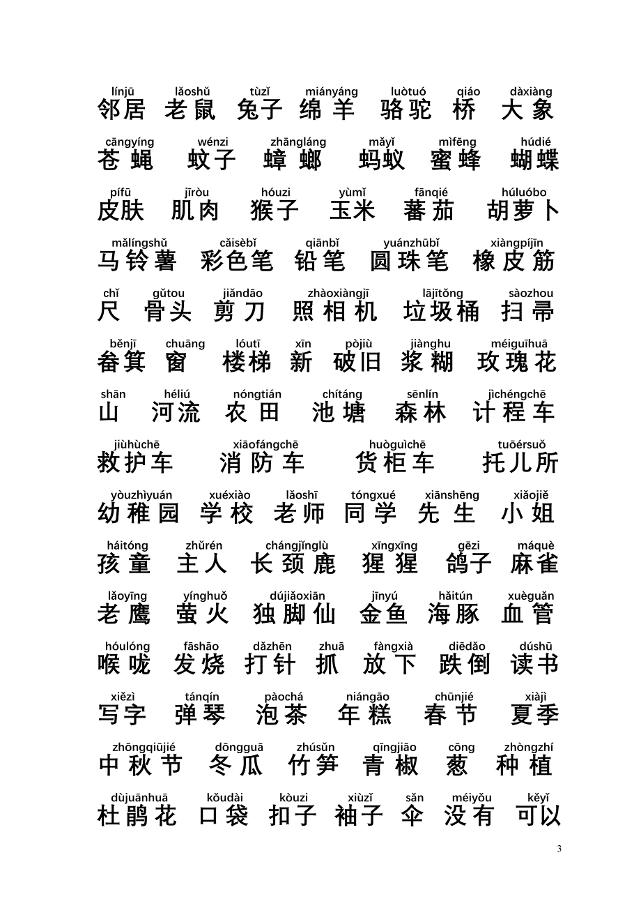 {实用文档}学前宝宝识字600(有拼音)._第3页
