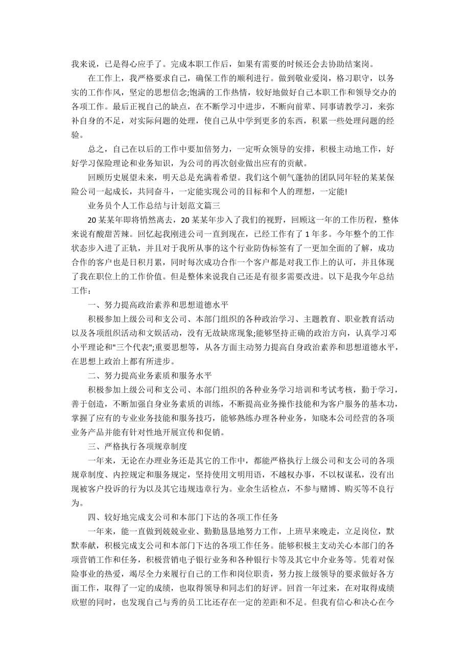 保险公司业务员个人年度工作总结与计划范文_第3页