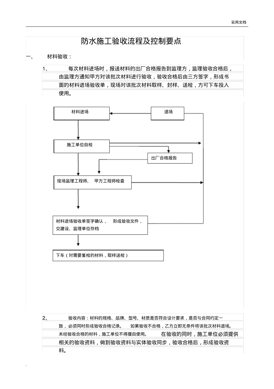 防水施工验收流程及控制要点_第1页