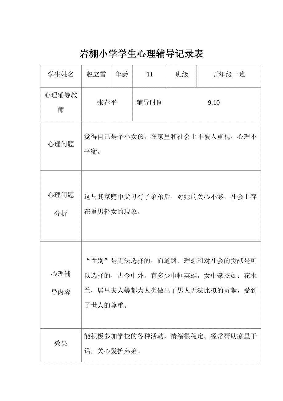 {实用文档}学生心理辅导记录表._第2页