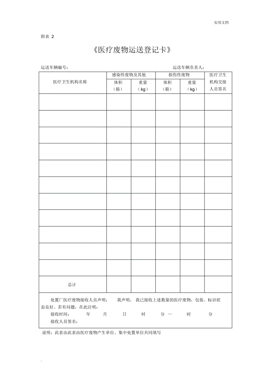 医疗废物专用转移联单_第2页