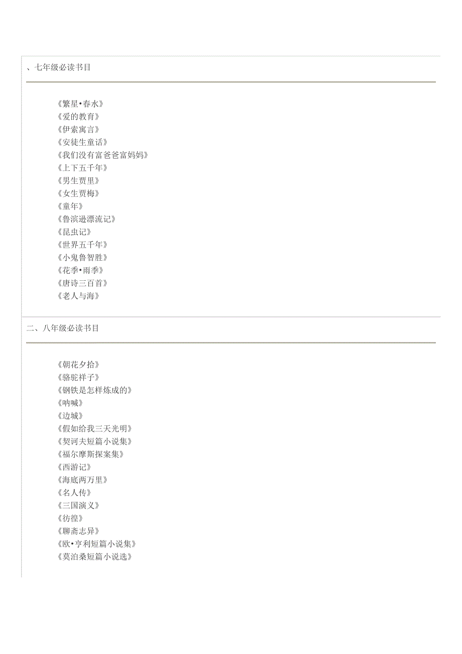 七年级必读书目_第1页