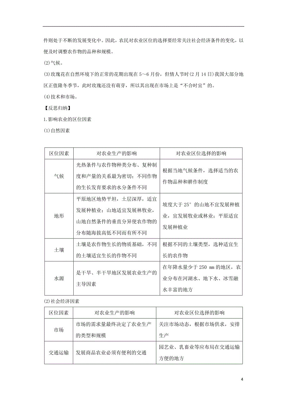 高中地理 第三章 农业地域的形成与发展 第一节 农业的区位选择学案 新人教版必修2_第4页