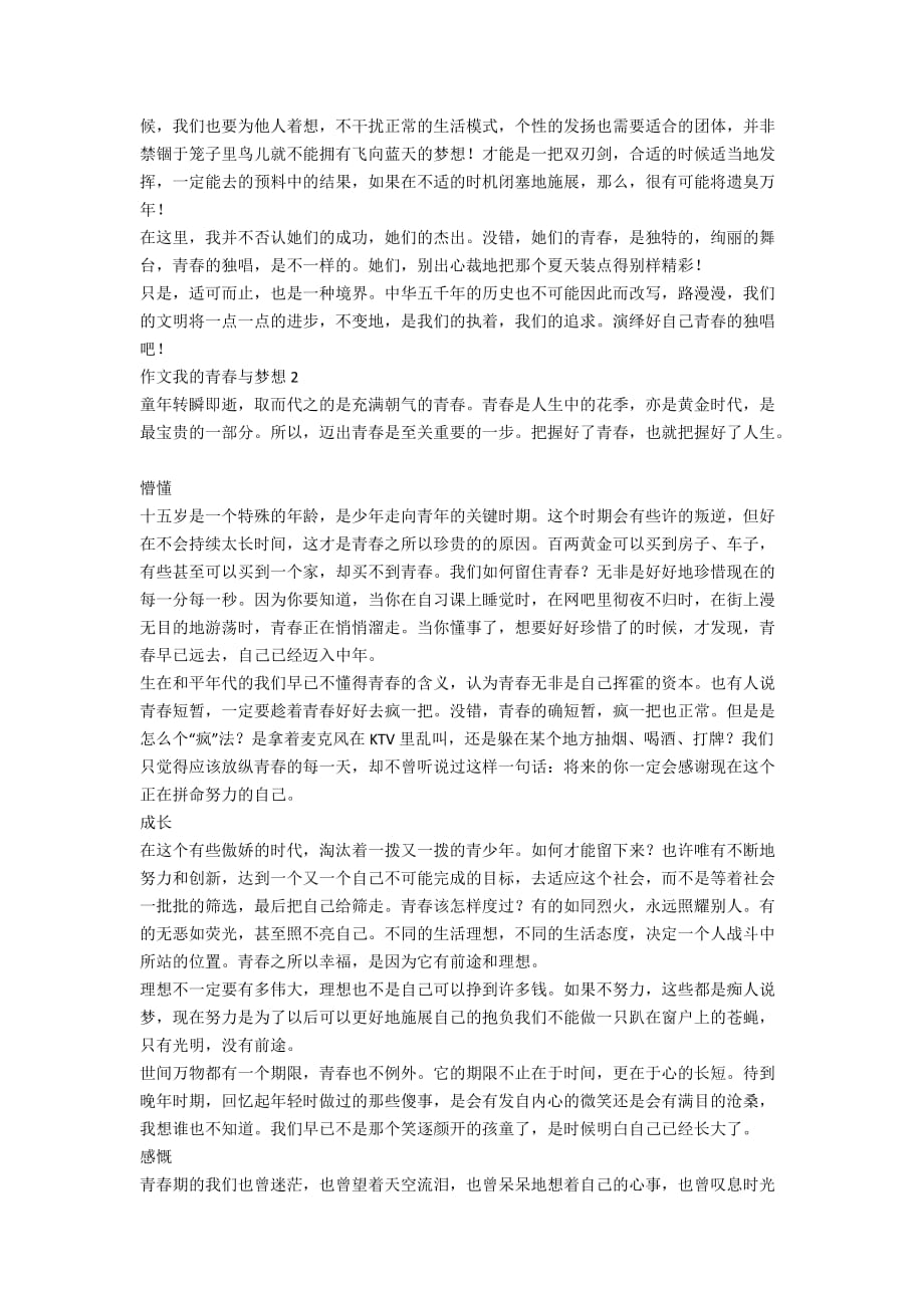 作文我的青春与梦想_第2页