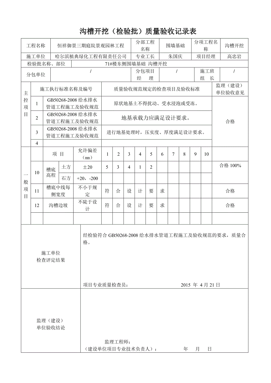 {实用文档}围墙基础报验._第2页