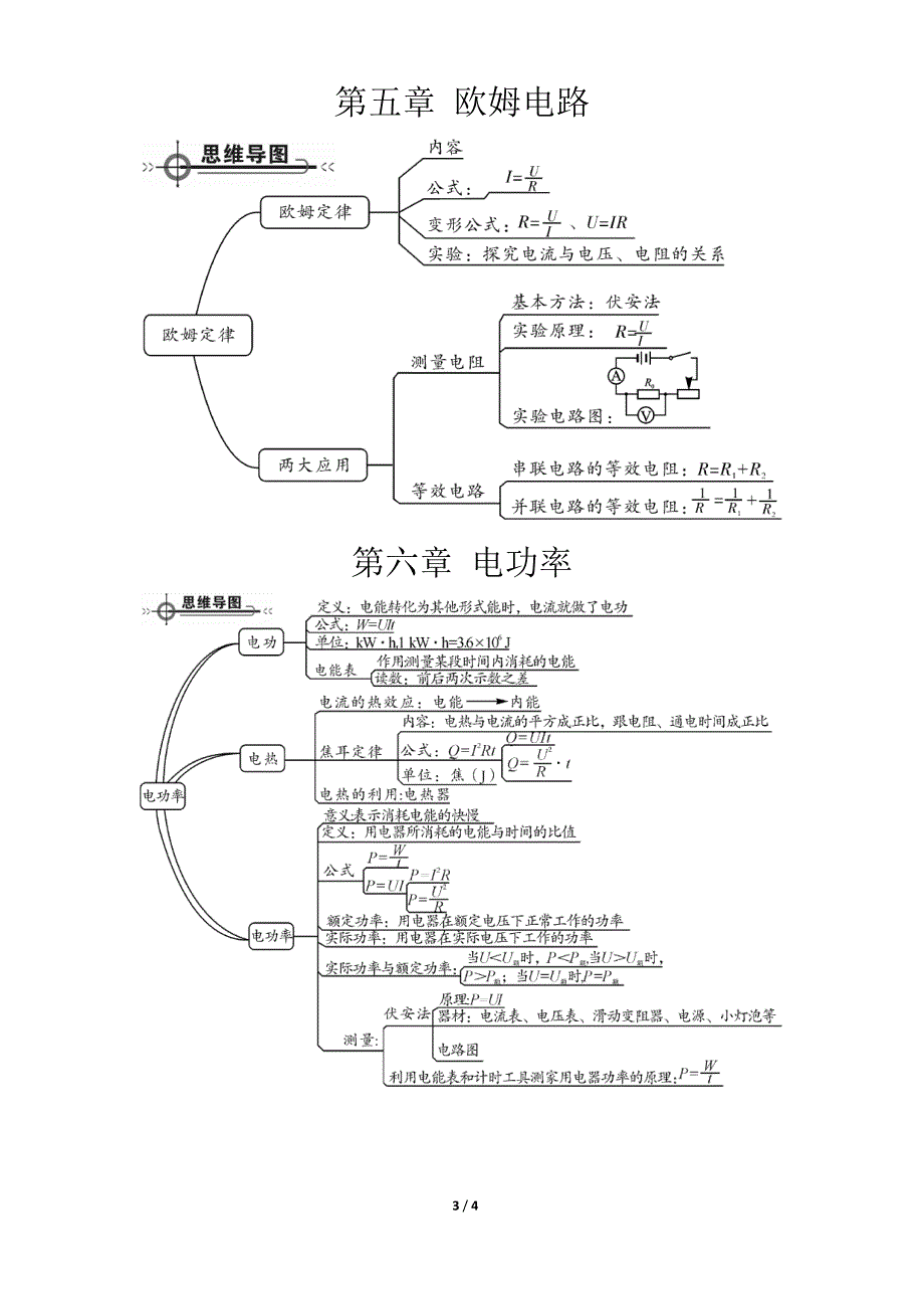 九年级上物理思维导图(教科版)_第3页