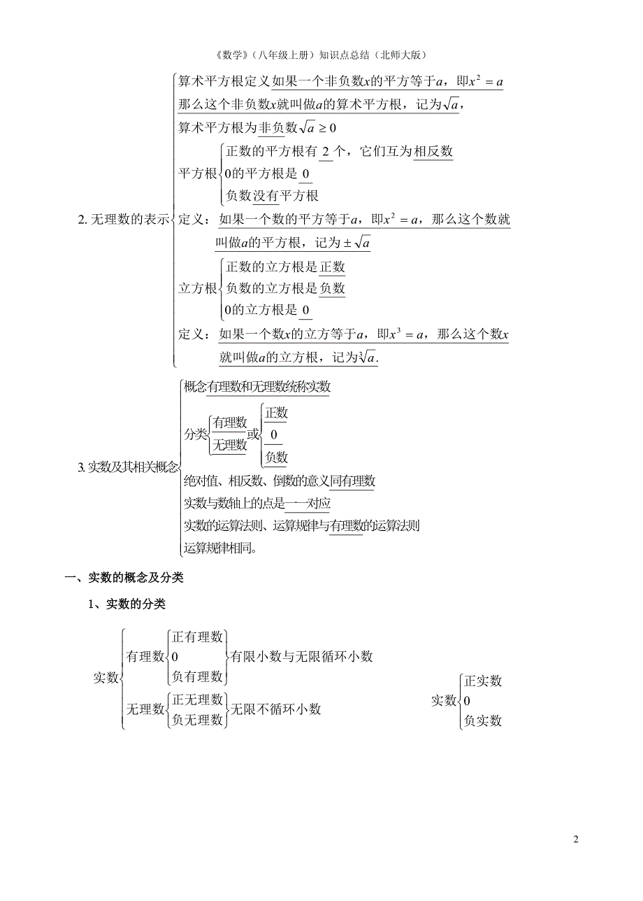 八年级数学上册_知识点总结(北师大版)_第2页