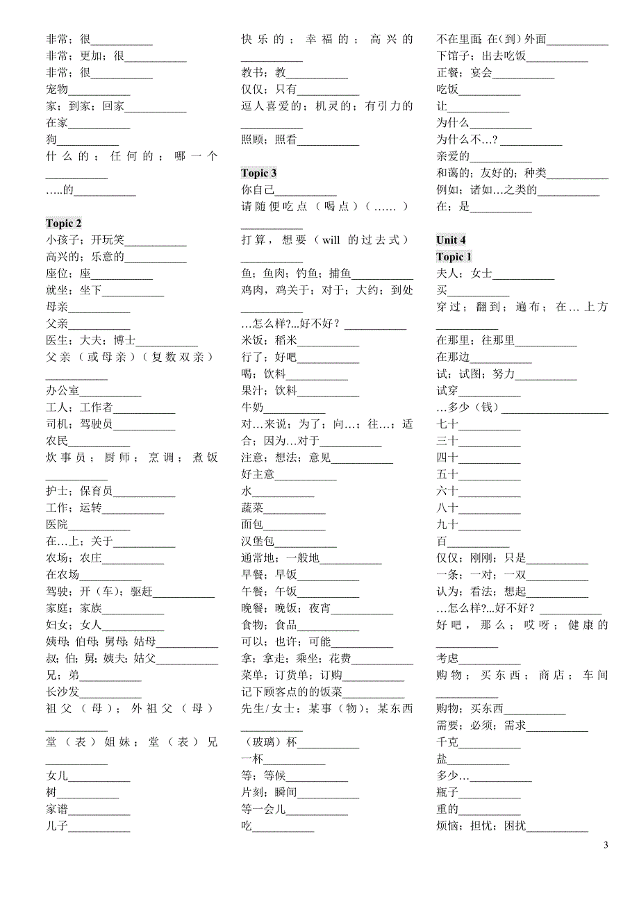 仁爱英语七年级上册单词默写版_第3页