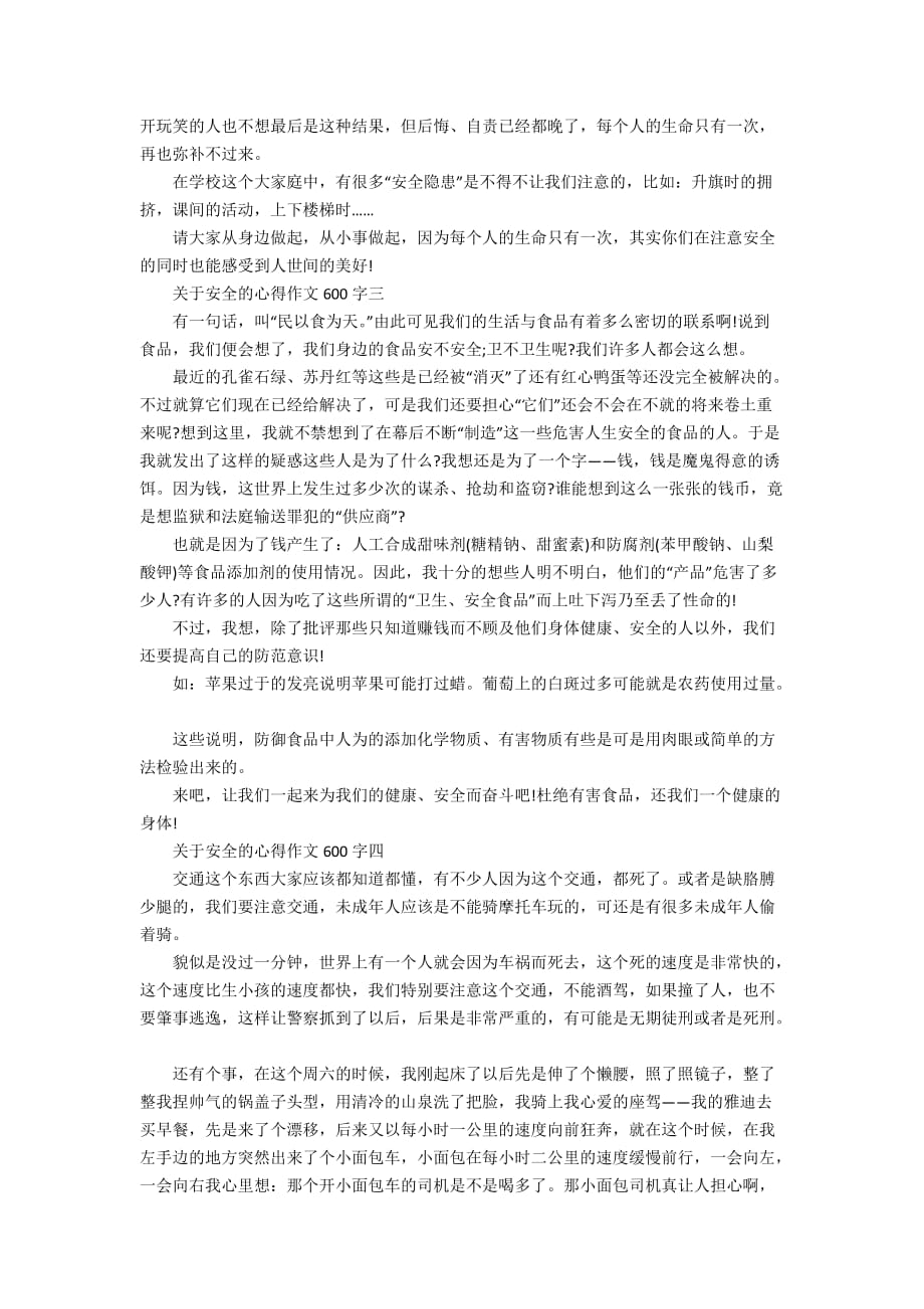 关于安全的心得作文600字_第2页