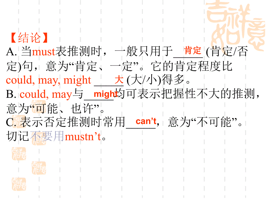 新目标英语九年级unit 5 语法 情态动词表推测课件_第3页