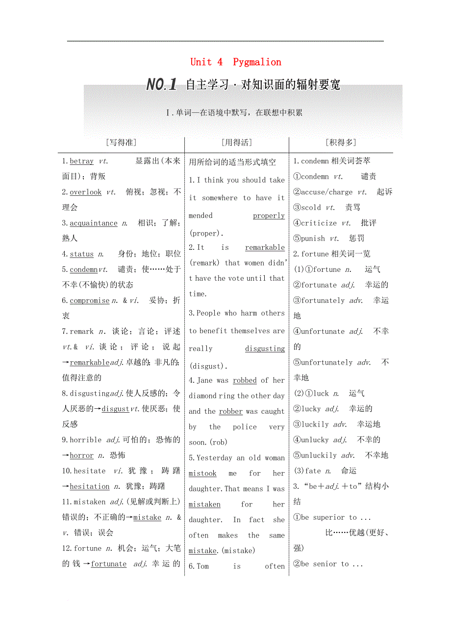 高考英语一轮复习 Unit 4 Pygmalion导学案 新人教版选修8_第1页