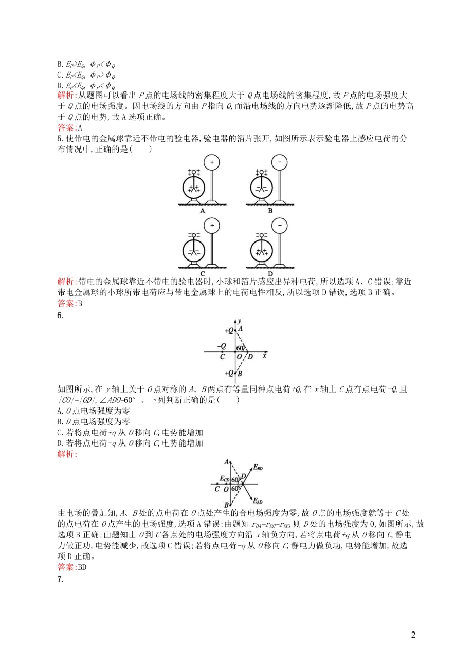 高中物理 第一章 静电场过关检测 新人教版选修3-1_第2页