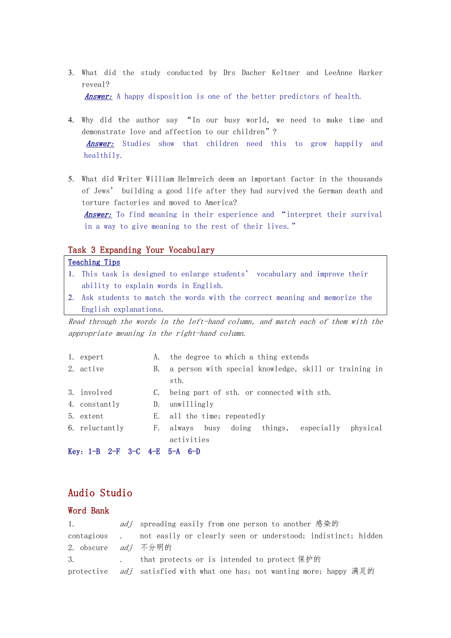 大学体验英语-视听说4(unit6)听力材料及课后答案_第4页