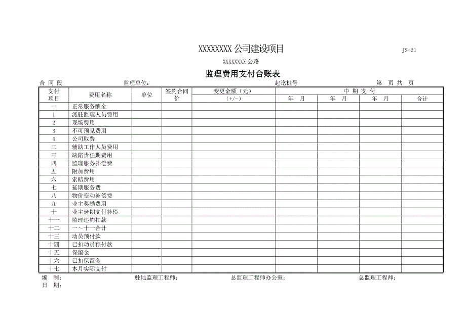 监理费用决算表._第2页