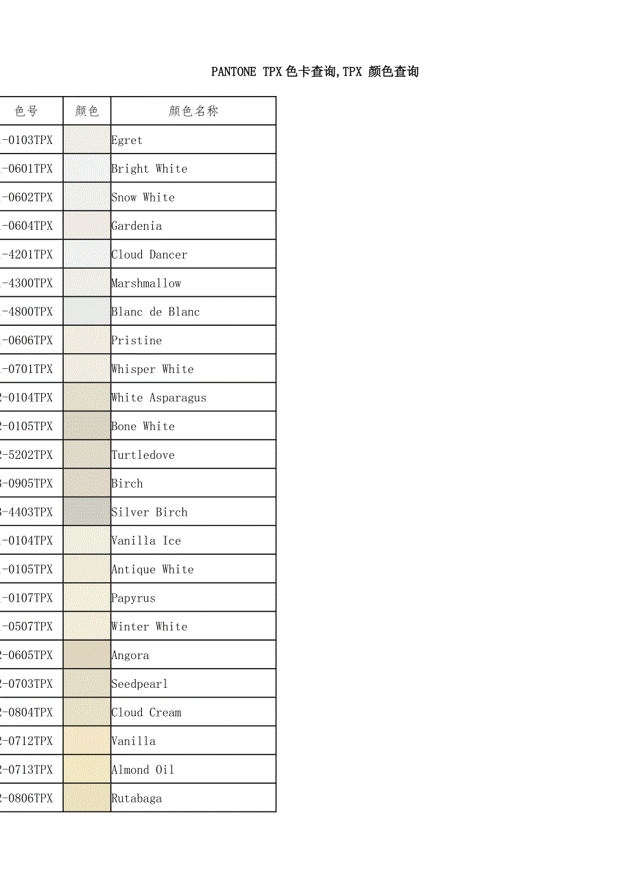 PANTONE-TPX色卡颜色编号查询_第1页