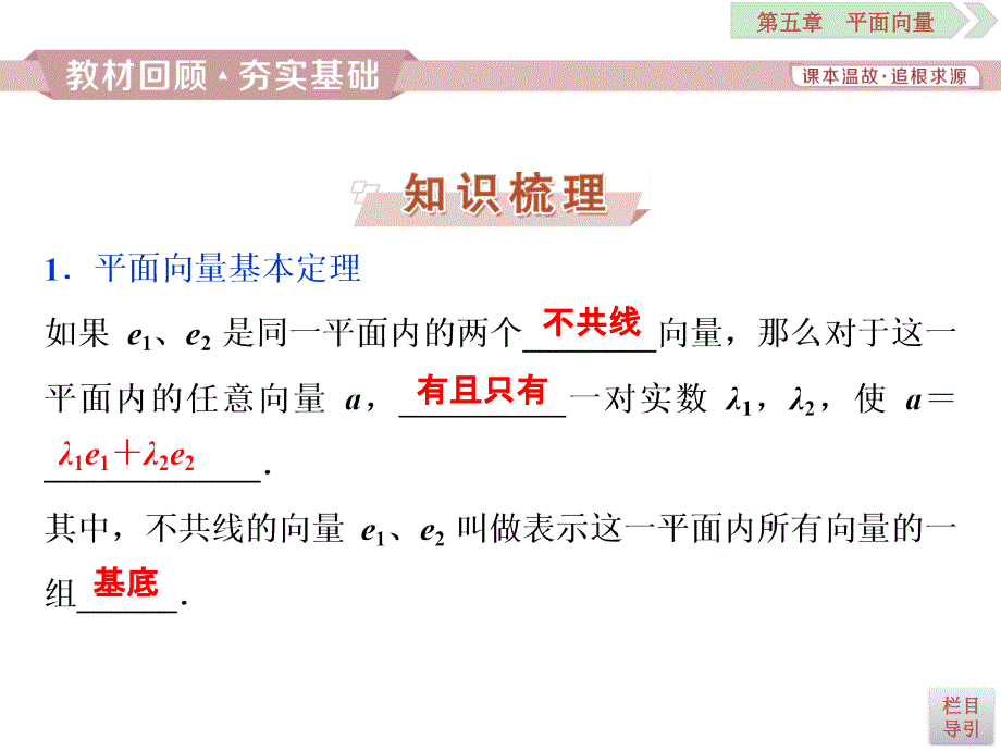 平面向量基本定理及坐标表示一轮复习课件_第2页