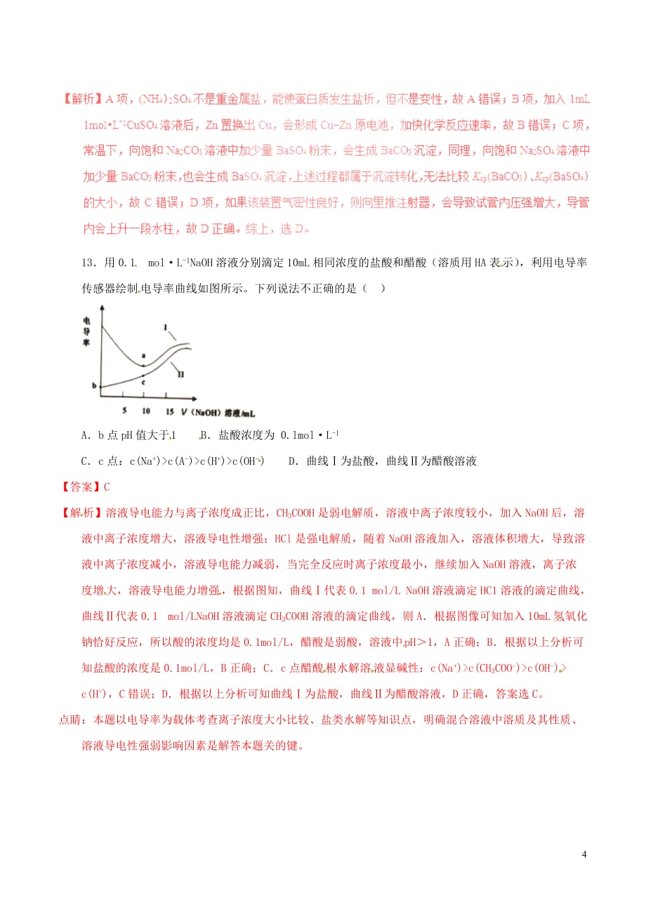 高考化学冲刺 选择题集训 第11天（含解析）_第4页