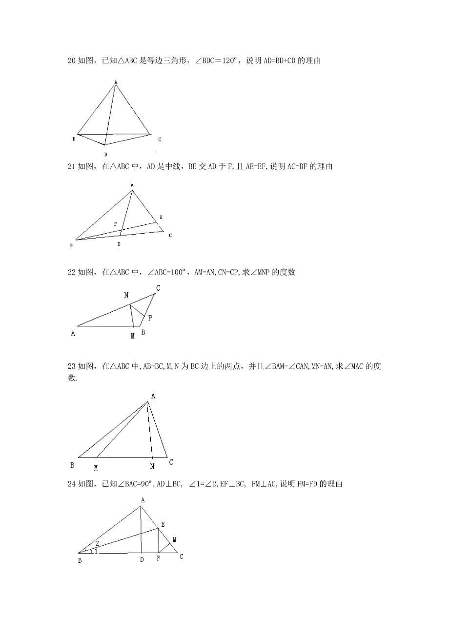 全等三角形证明题精选精品_第5页