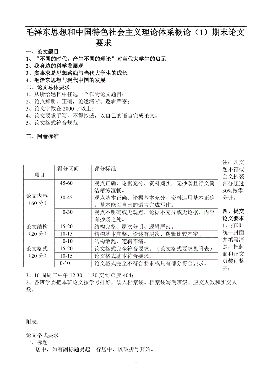 毛概论文及写作格式(最新编写)_第1页