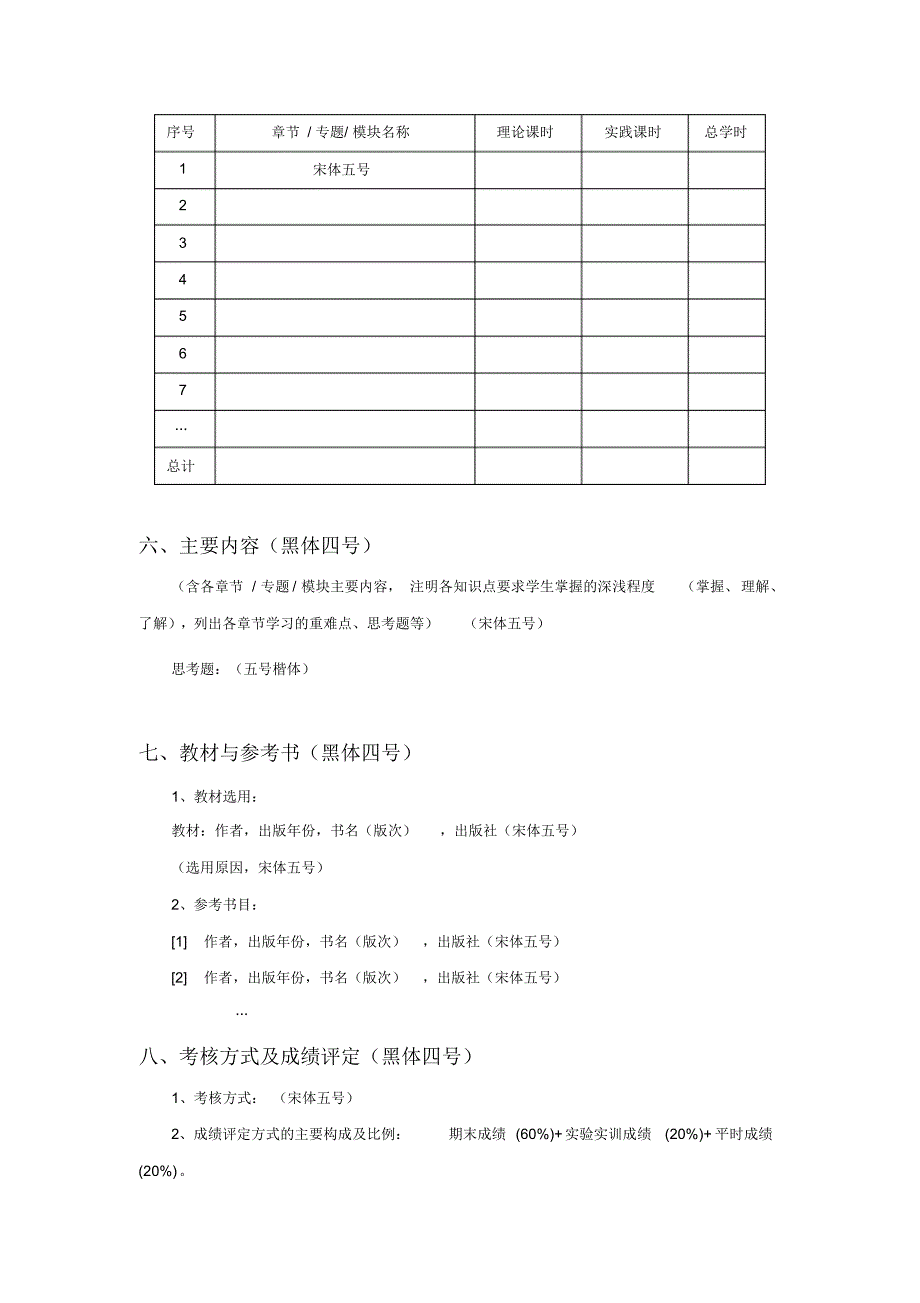 (完整版)课程教学大纲模板(2015版)_第2页