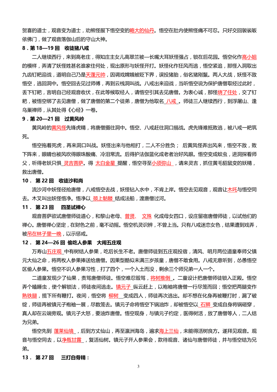 西游记1-100回练习(答案)精品_第3页