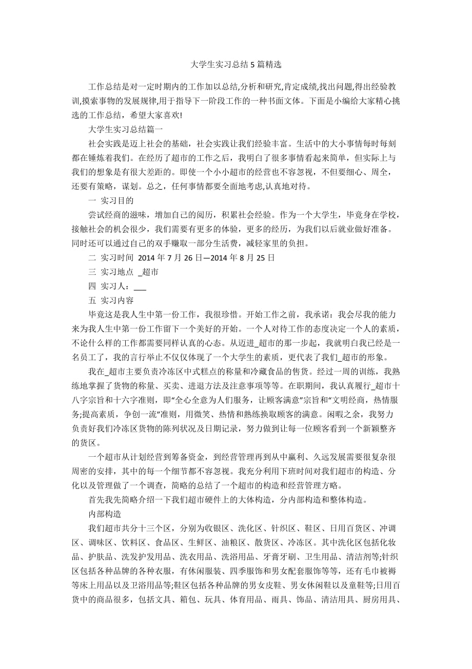 大学生实习总结5篇精选_第1页