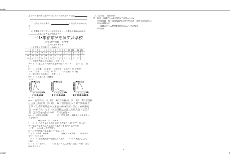 2021年生物模拟考试试卷（含答案）｛精品文档｝_第3页