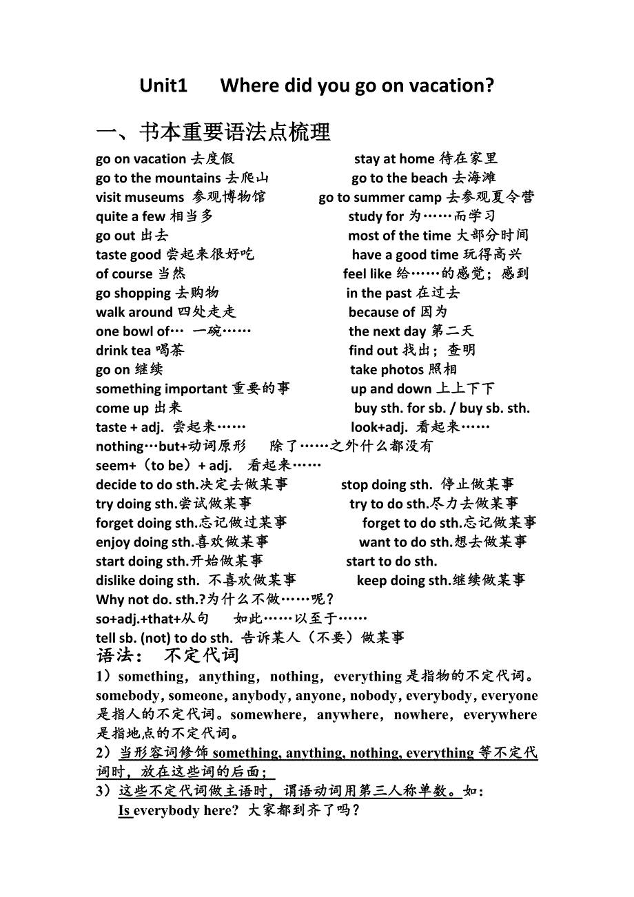 人教版八年级英语上册第一单元知识点归纳（最新-编写）3649_第1页