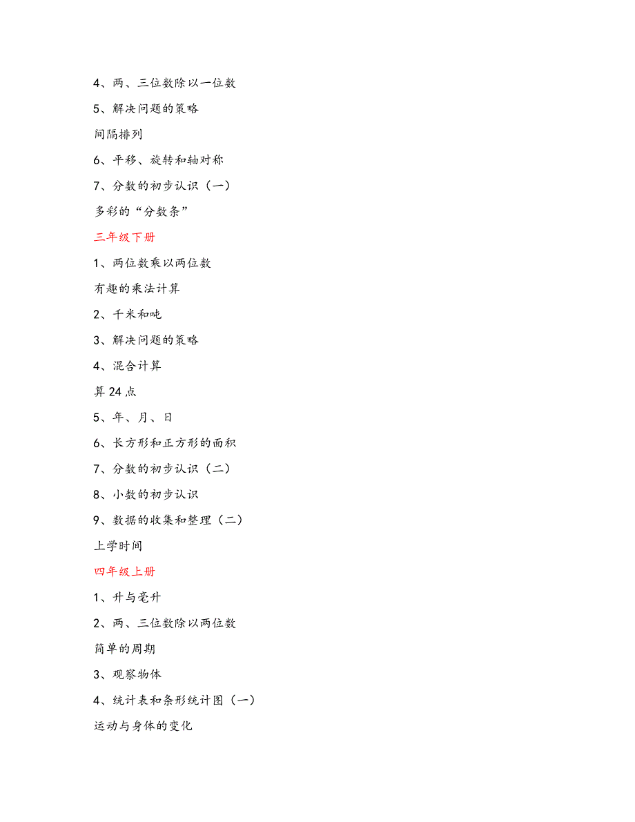 {精品}新苏教版小学数学教材目录_第3页